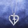 Van Chloe Heart Cross Necklace for Women 925 Sterling Silver Necklace Cubic Zirconia Diamond Pendant White Gold Plated Valentines Day Mothers Day Jewelry Gift for Women Girls