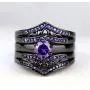 wedding ring set Two Rings His Hers Couples Matching Rings Womens 2pc Black Gold Filled Amethyst CZ Wedding Engagement Ring Bridal Sets Mens Titanium Wedding Band wedding ring set Two Rings His Hers Couples Matching Rings Womens 2pc Black Gold Filled Amethyst CZ Wedding Engagement Ring Bridal Sets Mens Titanium Wedding Band