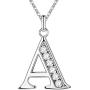 PARTNER Sterling Silver Plated Simple 26 Letter Alphabet Personalized Charm Pendant Necklace Best for Women Teel Girl