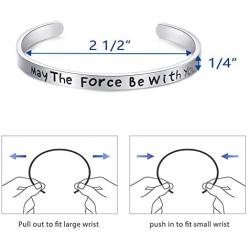 LParkin May The Force Be with You Cuff Bracelet Stainless Steel High Polished Finish Cuff Bracelet Men Women
