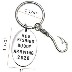 Pregnancy Announcement for Grandparents Grandpa New Fishing Buddy Arriving 2021 2020 Fishing Buddy Keychain Gift for Dad