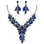 BriLove Womens Wedding Bridal Crystal Marquise-Shape Leaf Flower Enamel Statement Necklace Dangle Earrings Set