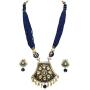 Babosa Sakhi Blue Meenakari Pendant Set Jaipuri Pearl Indian Traditional Kundan Necklace Jewelry