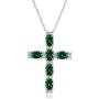 Sterling Silver Genuine, Created or Simulated Gemstone Oval-Cut Cross Pendant Necklace with White Topaz Accents