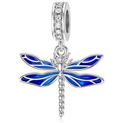 LEECCI Dragonfly/Butterfly Pink Ribbon/Dream Catcher/Owl Charm for Bracelet Sterling Silver Womens Charm Bead Bracelets with Cubic Zirconia for Women Gilrs