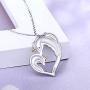 Bolelis Unicorn Necklace for Women Girl - Sterling Silver Cute Mother Daughter Horse in Heart Pendant Necklace Jewelry,Rolo Chain 18 Inches (Unicorn Necklace)