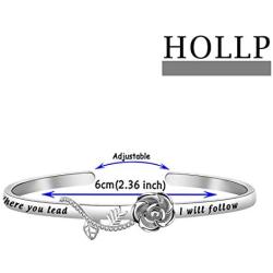 HOLLP Mother Daughter Rose Flower Bracelet Where You Lead I Will Follow Friendship Jewelry