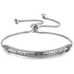 CENWA Christian Gift Religious Bracelet Jewelry Psalm 46:5 God is Within Her She Will Not Fall Zircon Bracelet Bible Verse Bracelet Gift