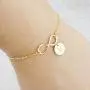Personalized Infinity Bracelet with Initials 18K Gold Plated Letter Bracelet for Women Girls Dainty Cute Coin Charm Bracelet Disc Name Bridesmaid Bracelet