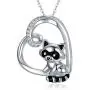 CHENGHONG Raccoon Necklace 925 Sterling Silver Cute Animal Necklace Heart Raccoon Pendant Necklace Raccoon Jewelry Gifts for Women Mom Daughter