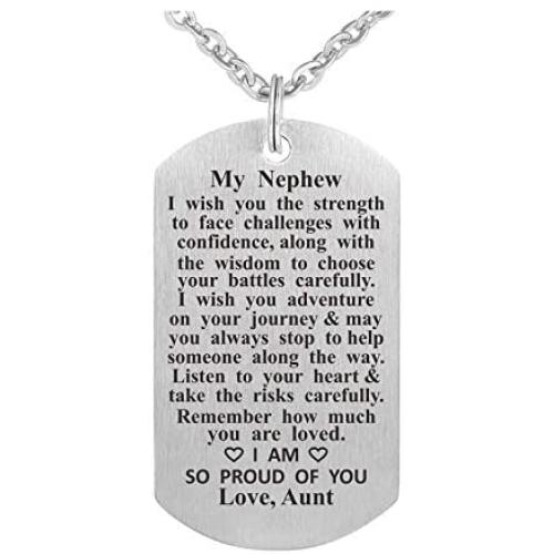 Yintunuo Niece Nephew Dog Tag Necklace Jewelry Pendant Keychain from Aunt and Uncle