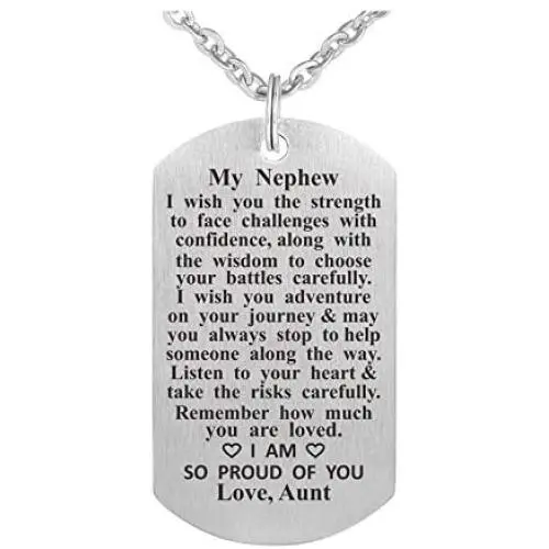 Yintunuo Niece Nephew Dog Tag Necklace Jewelry Pendant Keychain from Aunt and Uncle Yintunuo Niece Nephew Dog Tag Necklace Jewelry Pendant Keychain from Aunt and Uncle