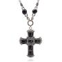 jonline24h Mens Womens Vintage Large Gothic Cross Pendant Necklace & Chain Red Green Black
