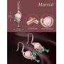 HXZZ Fine Jewelry Women Gifts Sterling Silver Natural Gemstone Amethyst and Rose Quartz Drop Dangle Hook Earrings Phoenix Design Style
