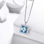 Aurora Tears 925 Sterling Silver 12 Birthstone Necklace Women Birthday Square Pendant Birth Stone Dating Jewelry