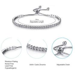 Platinum Plated White Cubic Zirconia Tennis Bracelet Simulated Sapphire Emerald Slider Bangle Bracelet for Women Girls