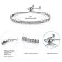 Platinum Plated White Cubic Zirconia Tennis Bracelet Simulated Sapphire Emerald Slider Bangle Bracelet for Women Girls