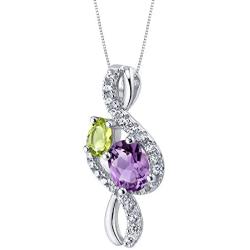 Sterling Silver Two Stone Chorus Pendant Necklace in Various Gemstones