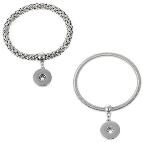 JGFinds Snap Button Bracelets 2 Pack, Elastic Band, Standard Button 18/20mm Diameter