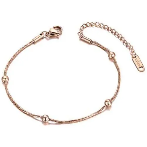 AAABBB Bohemia Style Titanium Stainless Steel Beads Chain Charm Bracelets for Women Girls Trendy Rose Gold Beach Jewelry AAABBB Bohemia Style Titanium Stainless Steel Beads Chain Charm Bracelets for Women Girls Trendy Rose Gold Beach Jewelry