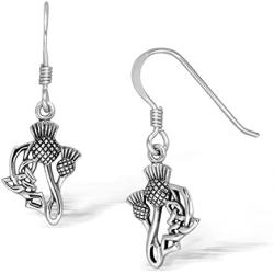 WithLoveSilver 925 Sterling Silver Celtic Scottish Thistle Dangle Hook Earrings