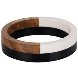 HILROSE Wooden & Resin Bangles for Women/Girls - Bohemian Minimalist Wood Bangle Bracelet Boho Jewelry Gifts(8cm x 8cm)