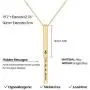 sloong 14k Gold Plated Personalized Bar Necklace, Hidden Messages Necklace Engrave Inspiring Necklace with Adjustable Chain Charm Valentines Gift for Women Girls