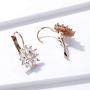 BAMOER 18K Rose Gold Plated Snowflake Leverback Earrings with Cubic Zirconia for Women CZ Jewelry Fashion Drop Earrings 3 Style