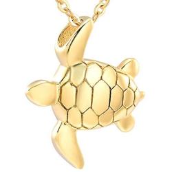 AIWENXI Sea Turtle Urn Necklaces for Ashes Stainless Steel Keepsake Memorial Urn Pendant Cremation Jewelry for Pet/Human