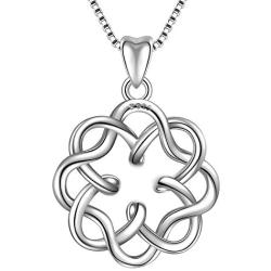 Angemiel 925 Sterling Silver CZ Good Luck Celtic Knot Cross Vintage Pendant Necklace Womens