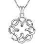 Angemiel 925 Sterling Silver CZ Good Luck Celtic Knot Cross Vintage Pendant Necklace Womens