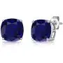 Orchid Jewelry 925 Sterling Silver Solitaire Stud Earrings, Cushion Shape, 6.5x6.5mm in Genuine Gemstones Birthday Gifts For Women and Girls, Butterfly Back