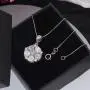CiNily Flower Nceklace Opal Pendant Necklace for Women Girls 14K White Gold Plated Opal Jewelry Gemstone Necklaces