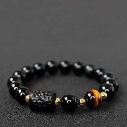 Red Brown Tiger Eye Natural Stone Crystal Beaded Chakra Obsidian Stretch Bracelets for Men Women Protection Luck Prosperity Jewelry