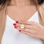 MyNameNecklace Engraved Coin Necklace in Gold Plating with Classic Symbols - Virgin Mary - Jesus Christ - Aphrodite - Hygieia - Hestia - Goddess - Hygieia - Goddess of Health