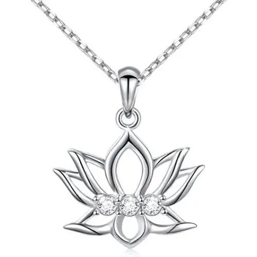 925 Sterling Silver Yoga Om Lotus Flower Pendant Necklace Inspirational Gift for Women Girls,18 inch 925 Sterling Silver Yoga Om Lotus Flower Pendant Necklace Inspirational Gift for Women Girls,18 inch