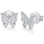 925 Sterling Silver Stud Earrings, BoRuo Cubic Zirconia Butterfly Earrings