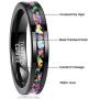 VAKKI 4mm/8mm Colorful Opal Inlay Tungsten Ring Black/Silver Tone Wedding Band Engagement Ring for Men Women Comfort Fit Size 4-12