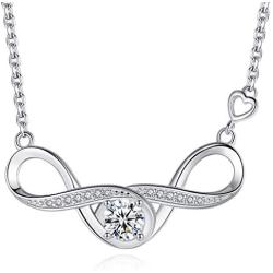 DESIMTION Infinity Necklaces for Women,925 Sterling Silver Infinity Rose Necklace,Infinity Heart Necklace  Birthday for Women Girls