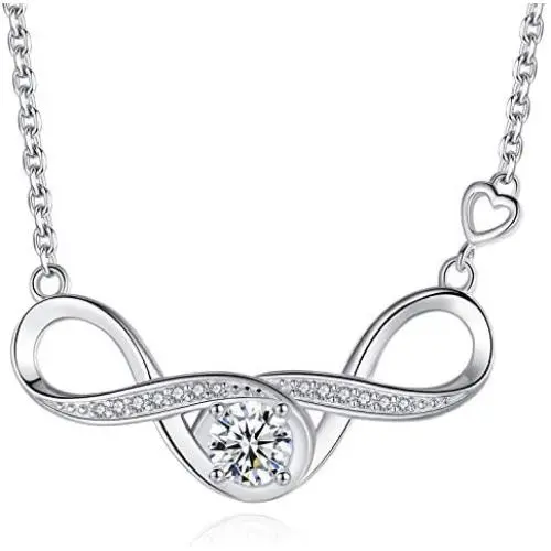 DESIMTION Infinity Necklaces for Women,925 Sterling Silver Infinity Rose Necklace,Infinity Heart Necklace  Birthday for Women Girls