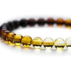 Amber Stretch Rainbow Bracelet - Natural Baltic Multi Color 6+ mm Beads - in a Luxury Gift Box - Amber Culture