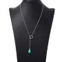 Jovono Boho Turquoise Pendant Necklaces Fashion Y-Necklace Chain Jewelry for Women and Girls (Silver) Jovono Boho Turquoise Pendant Necklaces Fashion Y-Necklace Chain Jewelry for Women and Girls (Silver)
