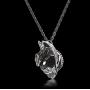 Skullis Necklace of Quartz Rock&925 Sterling Silver Carved Crystal Draon Skull Pendant with Sterling Silver Chain, for Men and Women, Skull Jewelry.