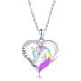 ZGBY S925 Sterling Silver Unicorn Necklace Heart Pendant Words Engraved Life is Magical Jewelry Teen Girls Daughter Granddaughter Valentines Day Birthday Party Gift