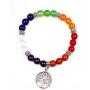 ARZASGO Men Women 7 Chakra Natural Gemstone Beads Bracelet Colorful Crystal Lava Rock Stretch Wrist Bracelets for Yoga Meditation Prayer Healing Protection