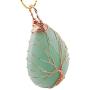 SUNYIK Green Aventurine Teardrop Tree of Life Pendant Necklace,Handmade Copper Wire Wrapped Jewelry
