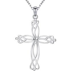 S925 Sterling Silver Jewelry Cross Pendant Necklace for women girls