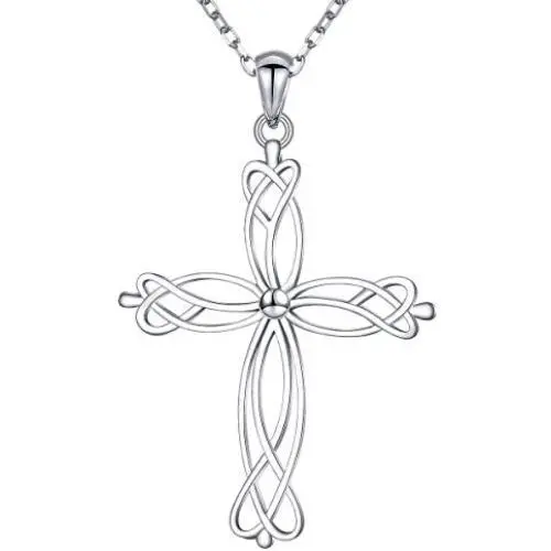 S925 Sterling Silver Jewelry Cross Pendant Necklace for women girls