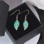 CiNily Opal Leaf Dangle Earrings-Created Fire Opal 18K Gold Plated Drop Earrings for Women Jewelry Gemstone Dangle Earrings 1 5/8''