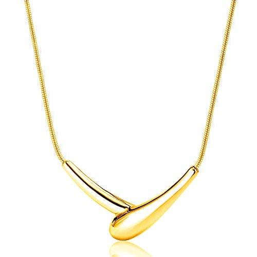 HIXIN Initial Letter V Necklac 18K Rose Gold Plated First Name Chain Choker Necklace with Handshake Embrace Pendant Barber Necklace Jewelry Gift for Womens or Girl